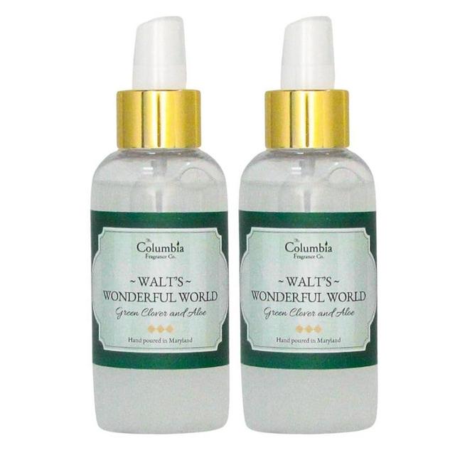 Walt’s Wonderful World Disney Room Spray – Set of 2 – Long-Lasting Disney-Inspired Green Clover & Aloe Scent – Fresh Disney World Hotel & Park Magic Spray – 4 oz Each