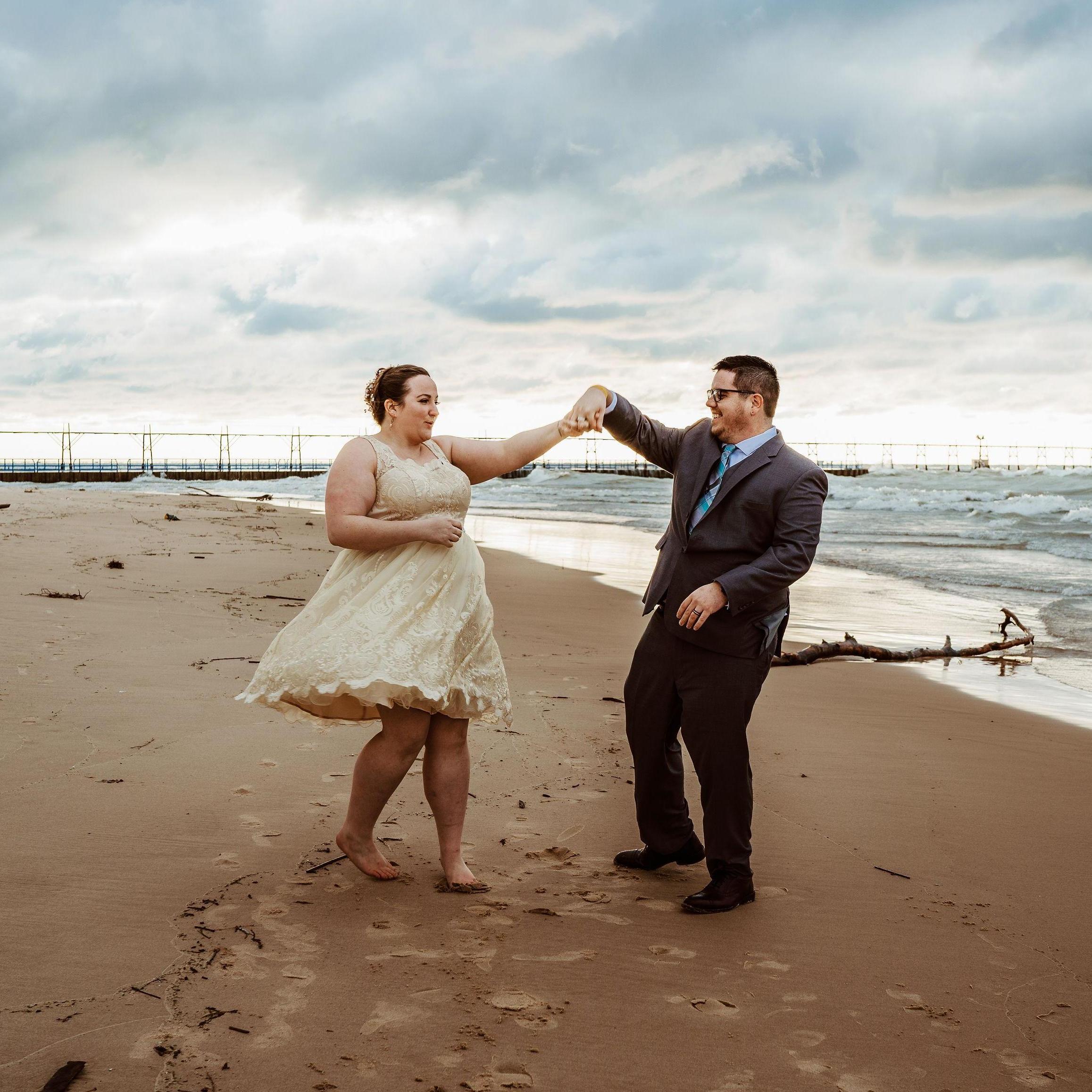 First dance at the Lake Michigan shoreline