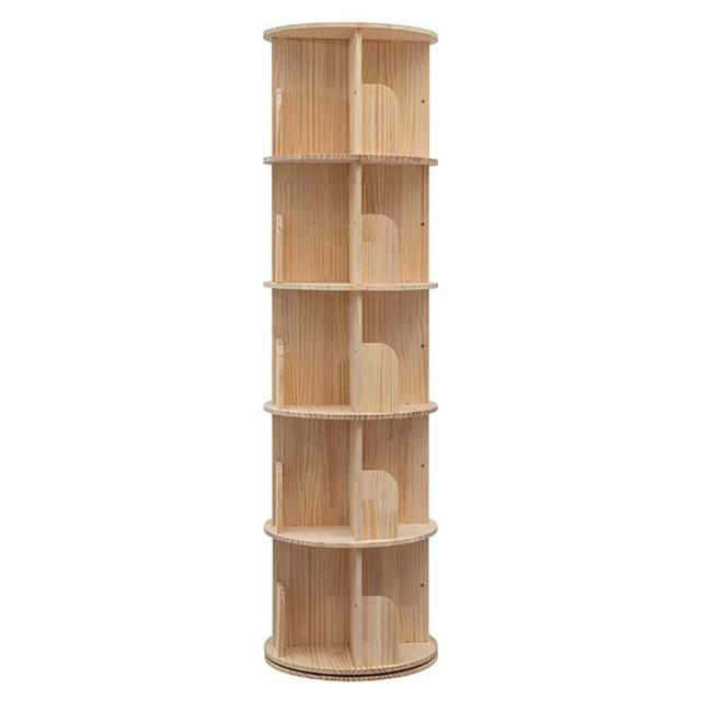 Rotating Bookshelf, 360 Display 5 Tier Floor Standing Bookcase Storage Rack for Kids&Adult, Wood Narrow Book Shelf Organizer for Bedroom, Living Room, Study Room(63 * 18.1 * 18.1inch)