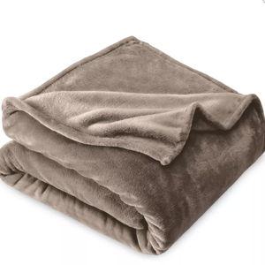 Microplush Fleece Bed Blanket by Bare Home | TwinXL in Taupe