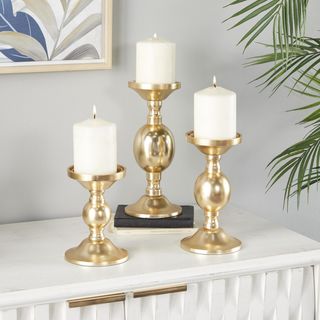 Aluminum Pillar Candle Holder, Set of 3