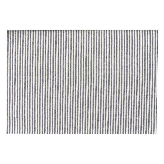 Wheaton Striped Linen/Cotton Placemats, Set of 4 - Navy