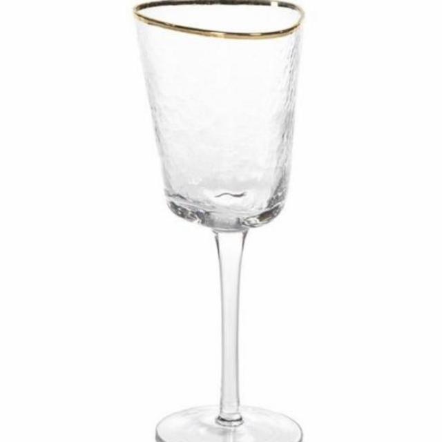 Zodax ~ Glasses ~ Aperitivo Triangular Wine Gold Rim, Price $14.95 in Tupelo, MS from Elizabeth Clair's