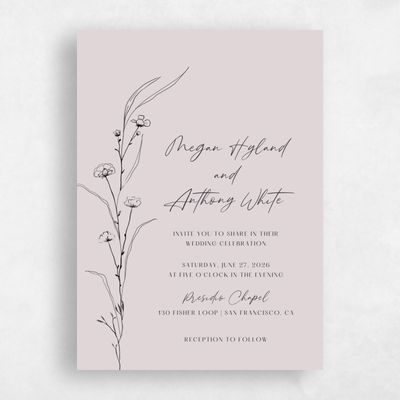 Lavender Mist, Purple Wedding Invitation - Rolland Portrait