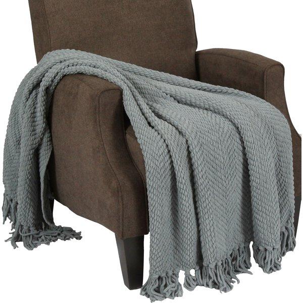 Sidon Tweed Knitted Throw Blanket - Silver Blue