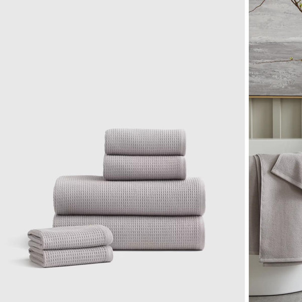 Turkish Waffle Terry Bath Sheet Bundle in Grey