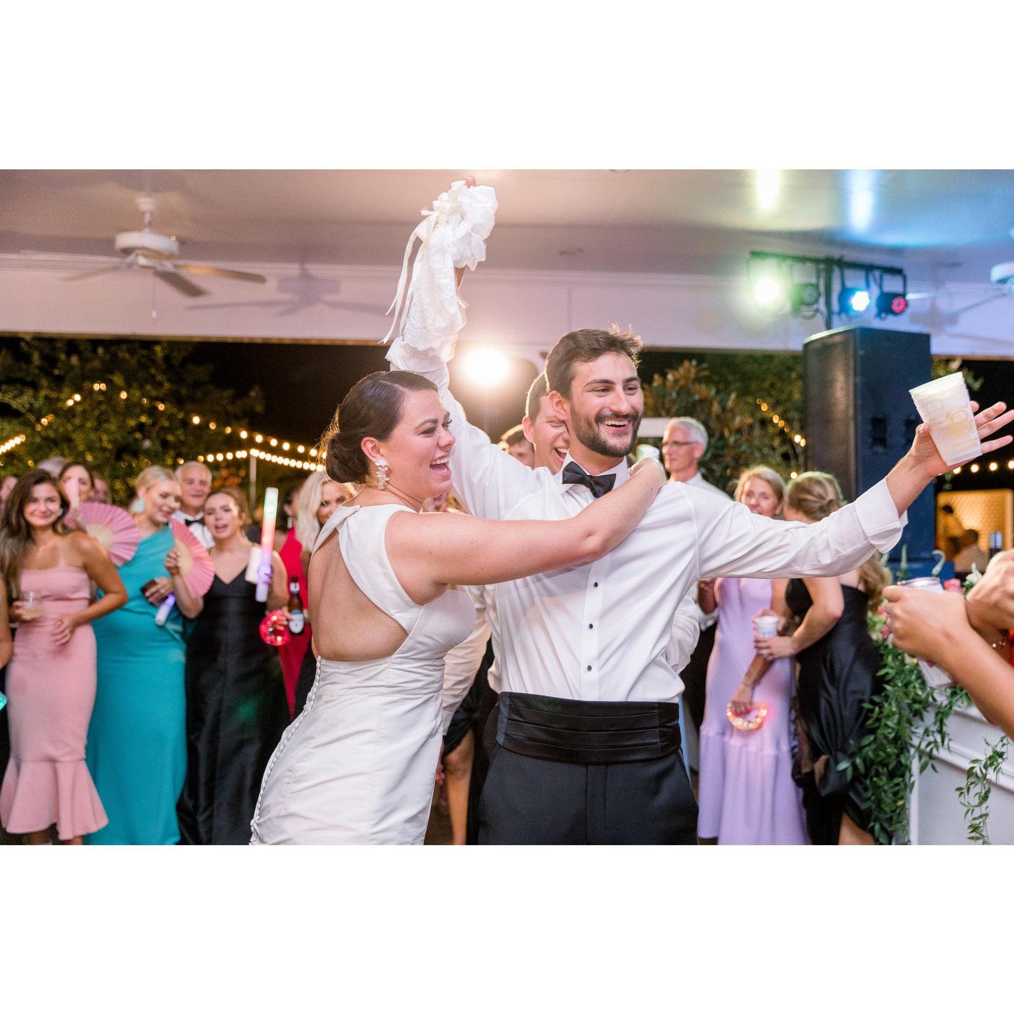 will catching the garter at tanner and annelise's wedding!