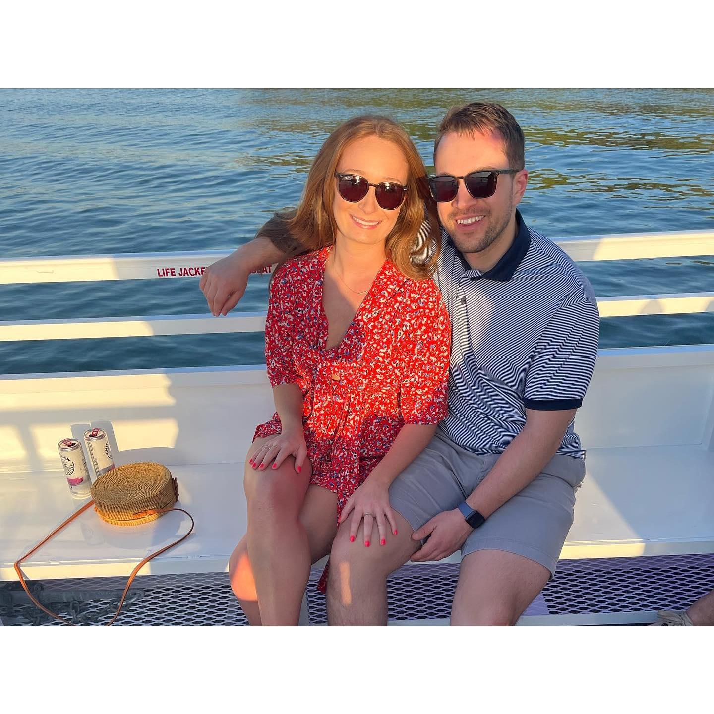 Enjoying a sunset boat ride in Siesta Key.