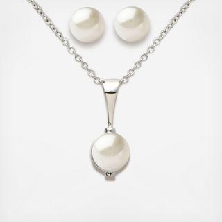 Pearl Earrings and Necklace Set
