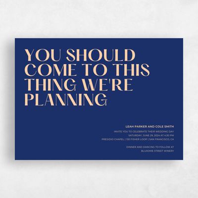 Dark Royal, Blue Wedding Invitation - Brevard Type