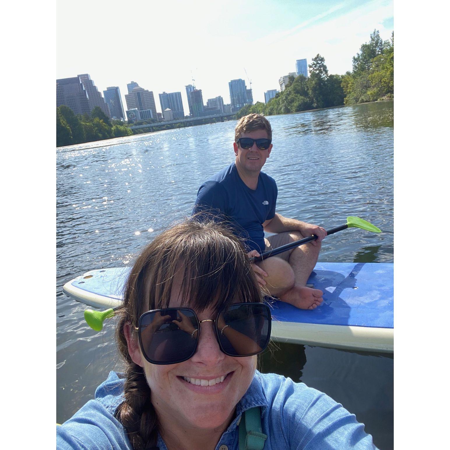Kayaking the Colorado River in Austin with friends.