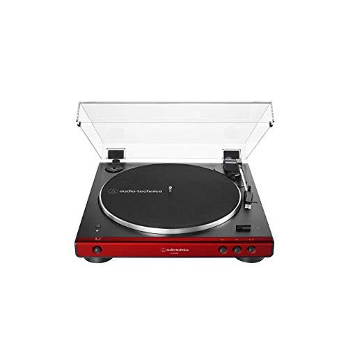 Audio-Technica AT-LP60XBT-RD Fully Automatic Belt-Drive Stereo Turntable, Red/Black