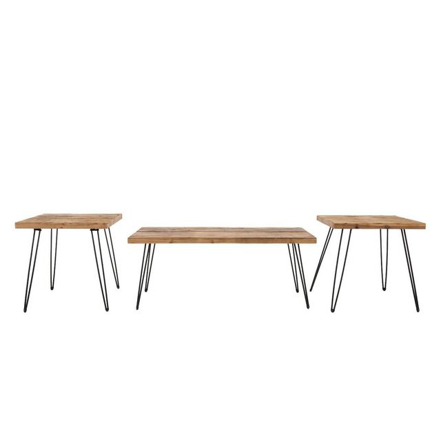 3pc East Foldable Table Set Brown - Crawford & Burke