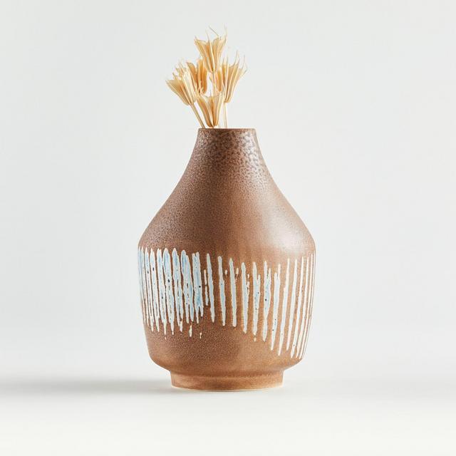 Scoville Small Tan and Blue Vase