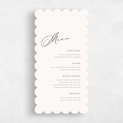 Beige Scalloped Wedding Menu - Mesilla
