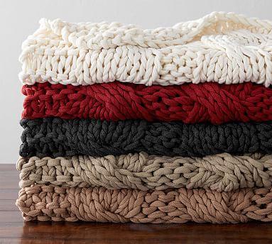Colossal Handknit Throw- Sandstone