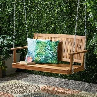Tambora Outdoor Aacia Wood Porch Swing by Christopher Knight Home