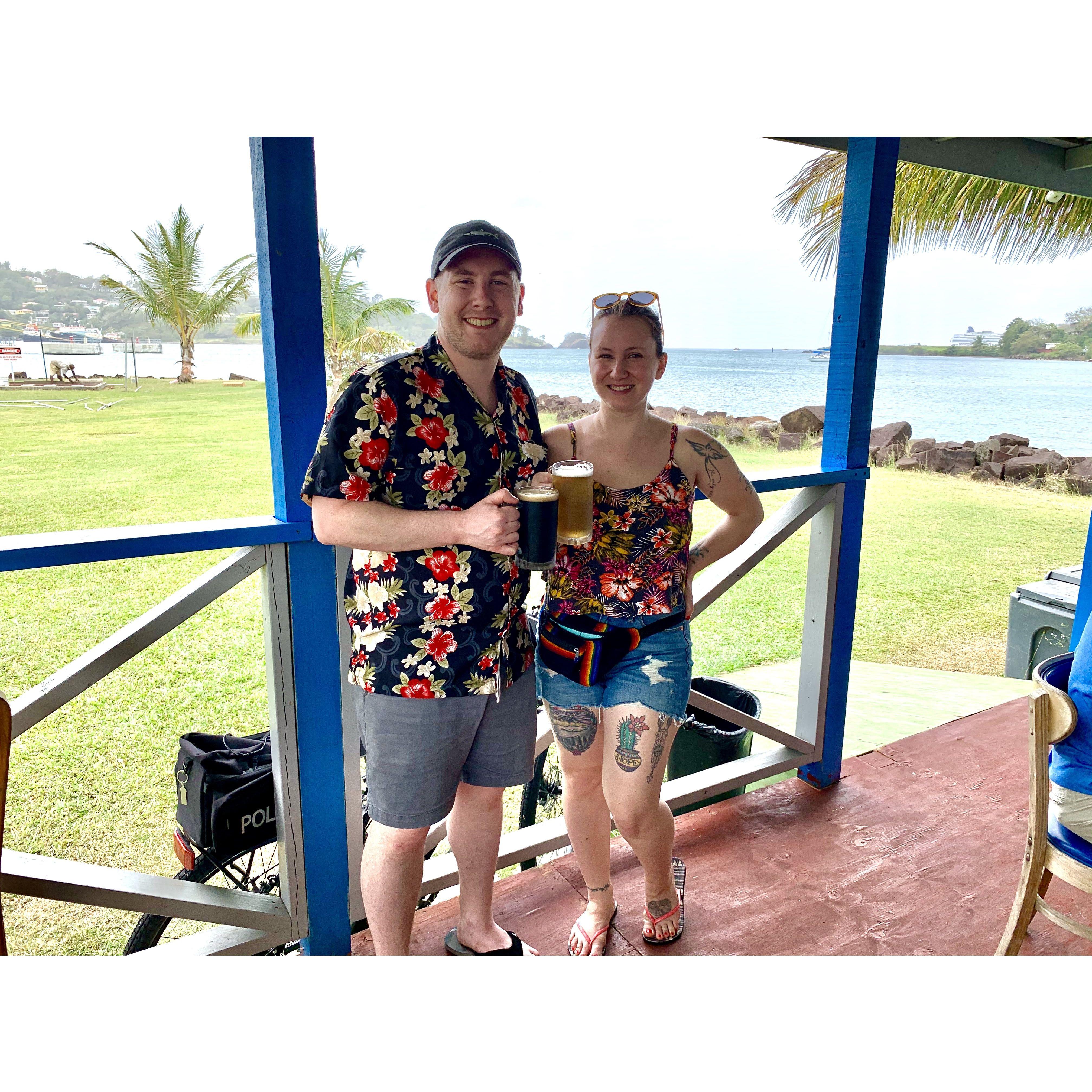 Of course we found the only craft brewery on a Caribbean island (Antilla Brewing, St. Lucia, early 2020)