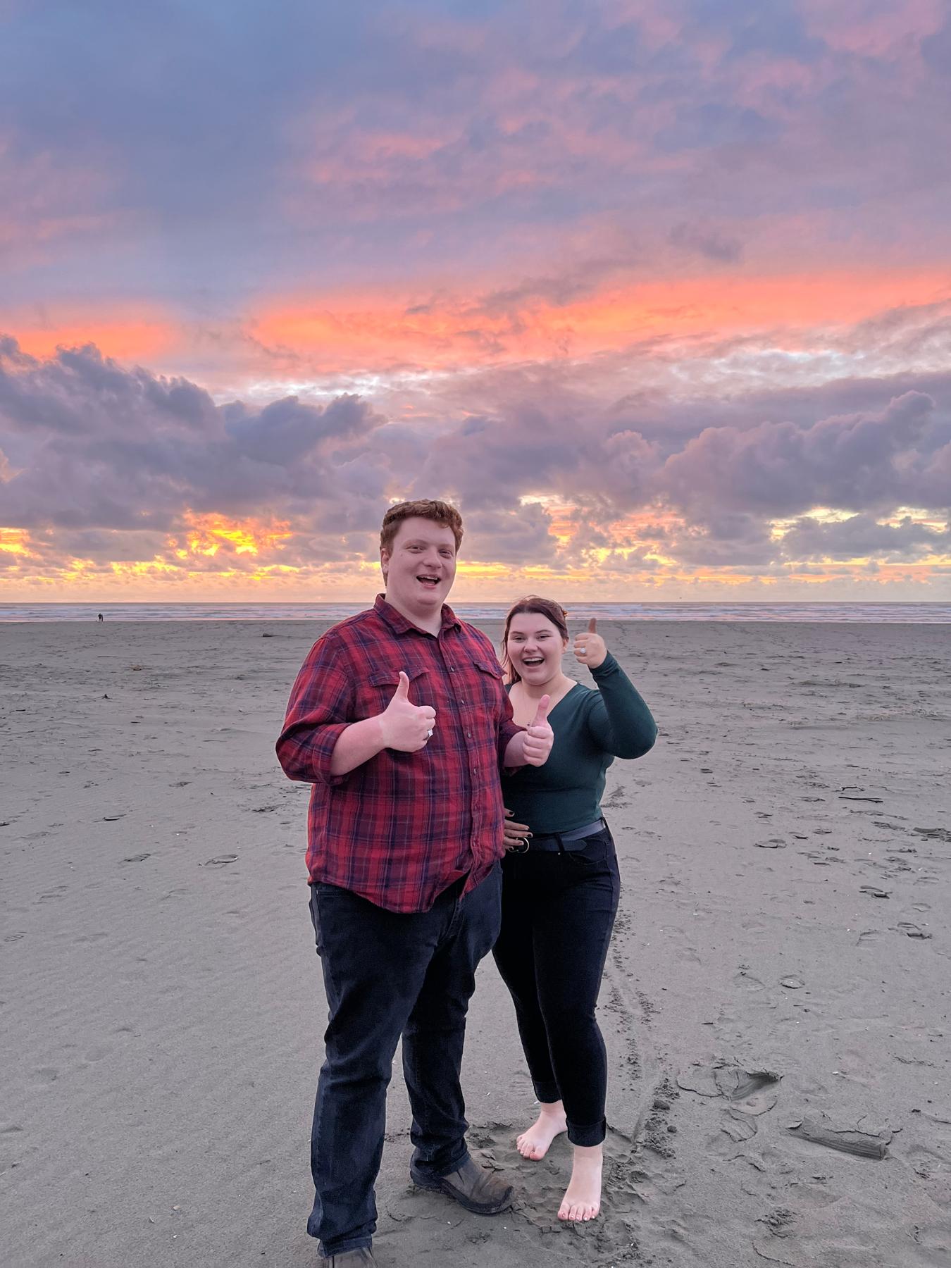 Just got engaged 30 minutes prior to this photo! Getting ready to take our engagement photos!