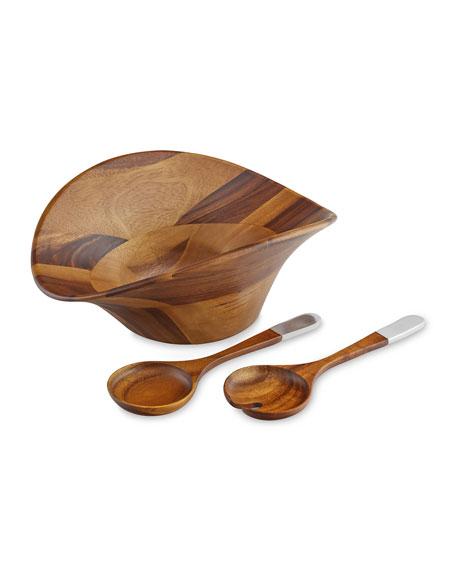 Nambe Ripple Salad Bowl with Servers