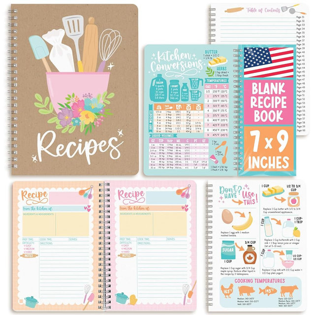 Hadley Designs Blank Recipe Book to Write in Your Own Recipes - Spiral Recipe Notebook, Cookbook Blank Journal, Make Your Own Cookbook, Recipes Notebooks to Write in, Graduation Gifts 2026