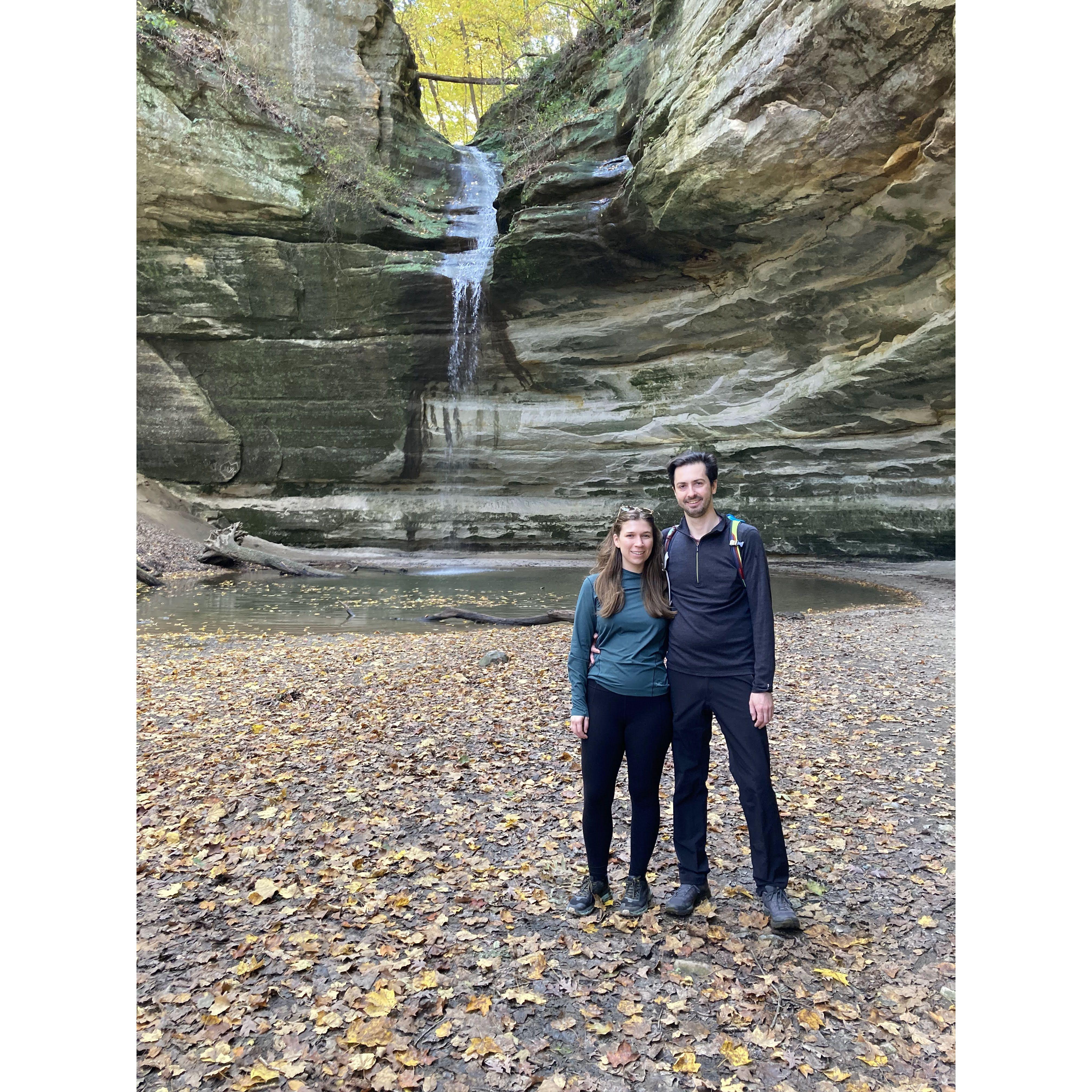 Hiking at Starved Rock State Park in Illinois.