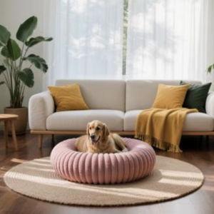 LFC PETS Donut Bolster Dog & Cat Bed with Removable Cover Large