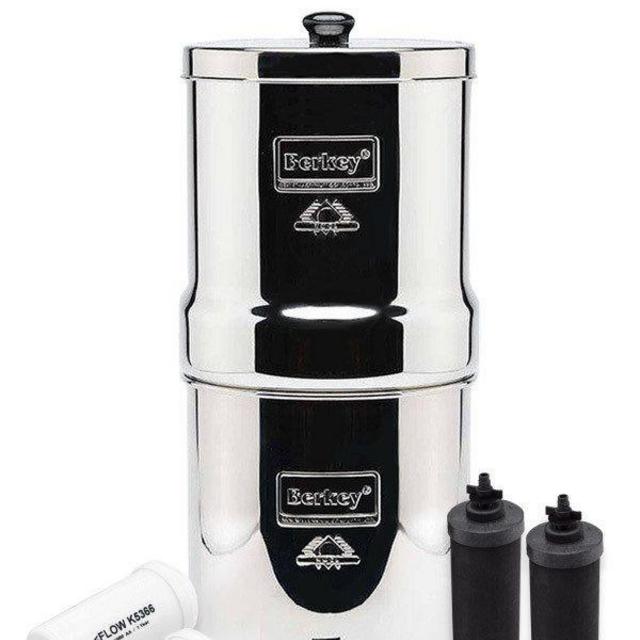 Travel Berkey 1.50 gallon Water Filter Special Set with 2 Black Elements and 2 Fluoride Filters