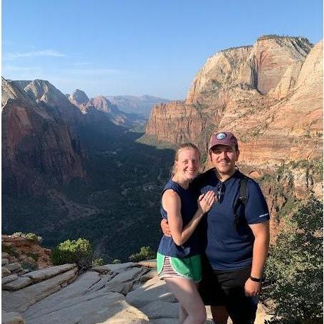 Taken from atop Angel's Landing in Zion National Park. The hike consisted of incredible switch backs and a portion of trails where you have to hold onto chains for stability. The views were worth it!