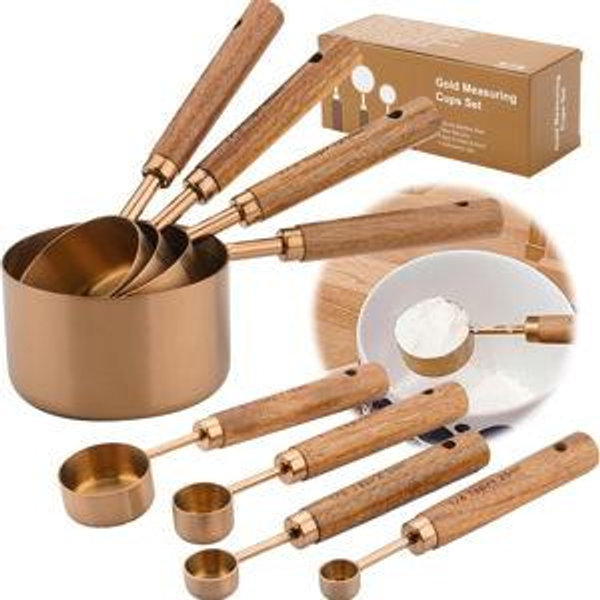Stainless Steel and Wood Measuring Cups/Spoons Set