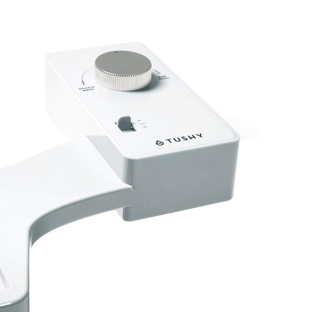 TUSHY Classic Bidet Toilet Attachment - Modern Sleek Design - Fresh Clean Water Sprayer - Non-Electric Self Cleaning Nozzle (White/Silver Knob)