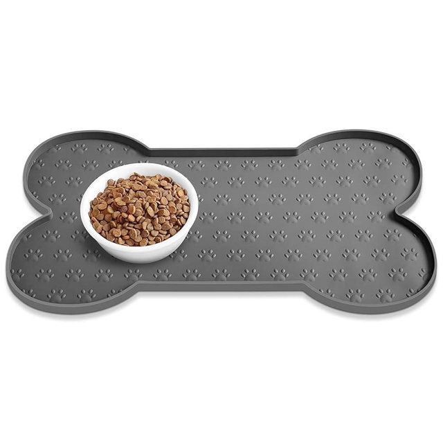 PWTAA Dog Food Mat Anti-Slip Silicone Dog Bowl Mat Thicker Pet Placemat Waterproof Cat Feeder Pad with Raised Edge Puppy Kitten Feeding Mats Suitable Small Medium-Sized Dogs Cats Eating Tray