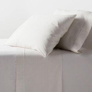 Queen Organic Percale Sheet Set Khaki/White Stripe - Threshold™