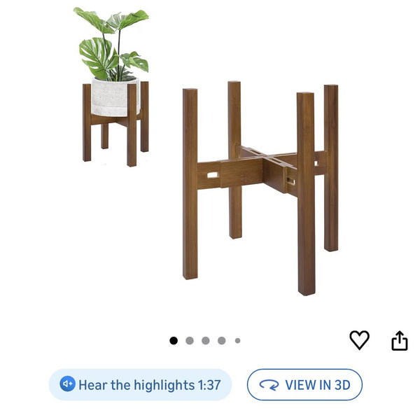 Rnined Adjustable Plant Stand Indoor,Bamboo Mid Century Modern Plants Stands, Stable Plant Holder,Fit 8 9 10 11 12 inch Pots (Pot & Plant Not Included)