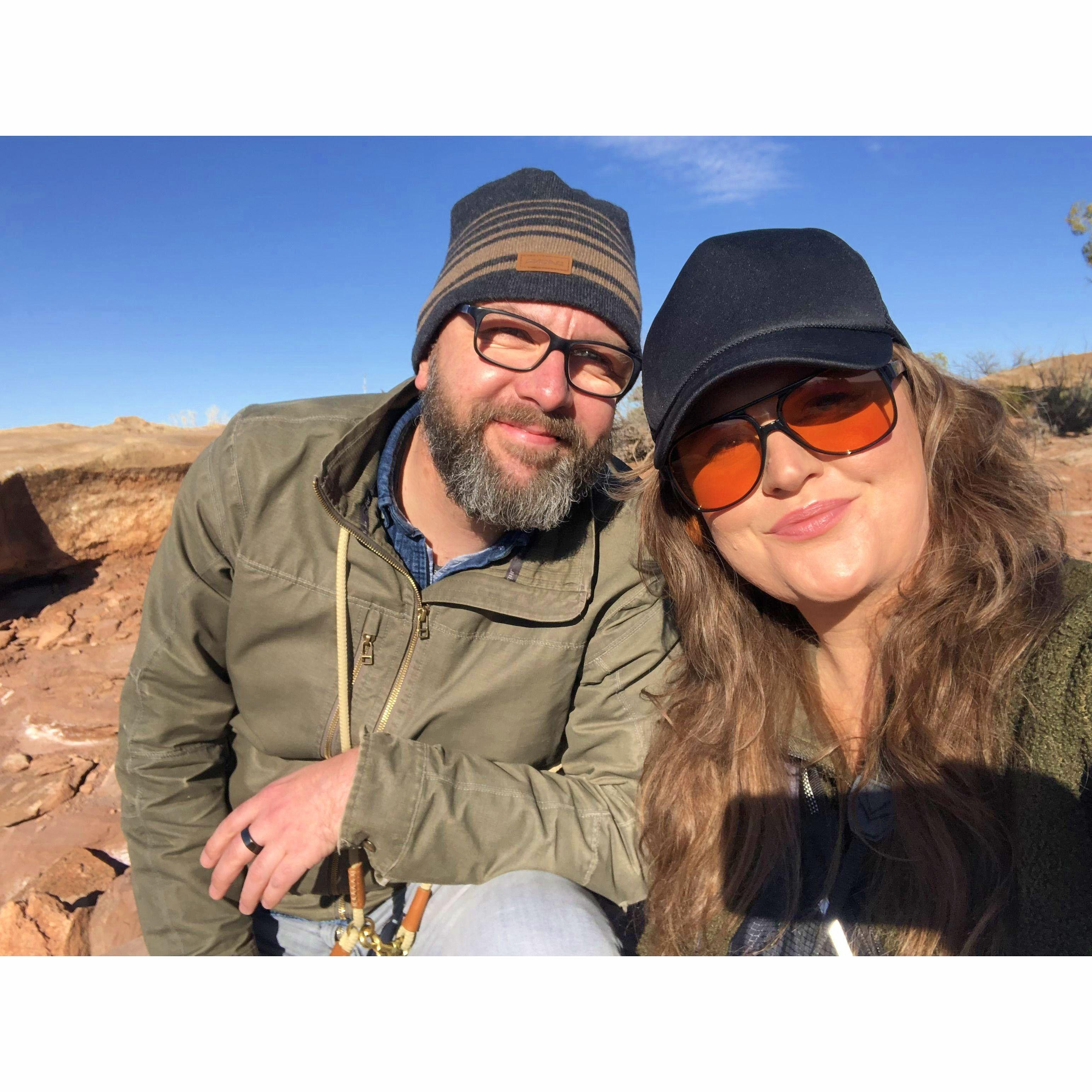 The moment before David popped the question at Dead Horse Point, UT