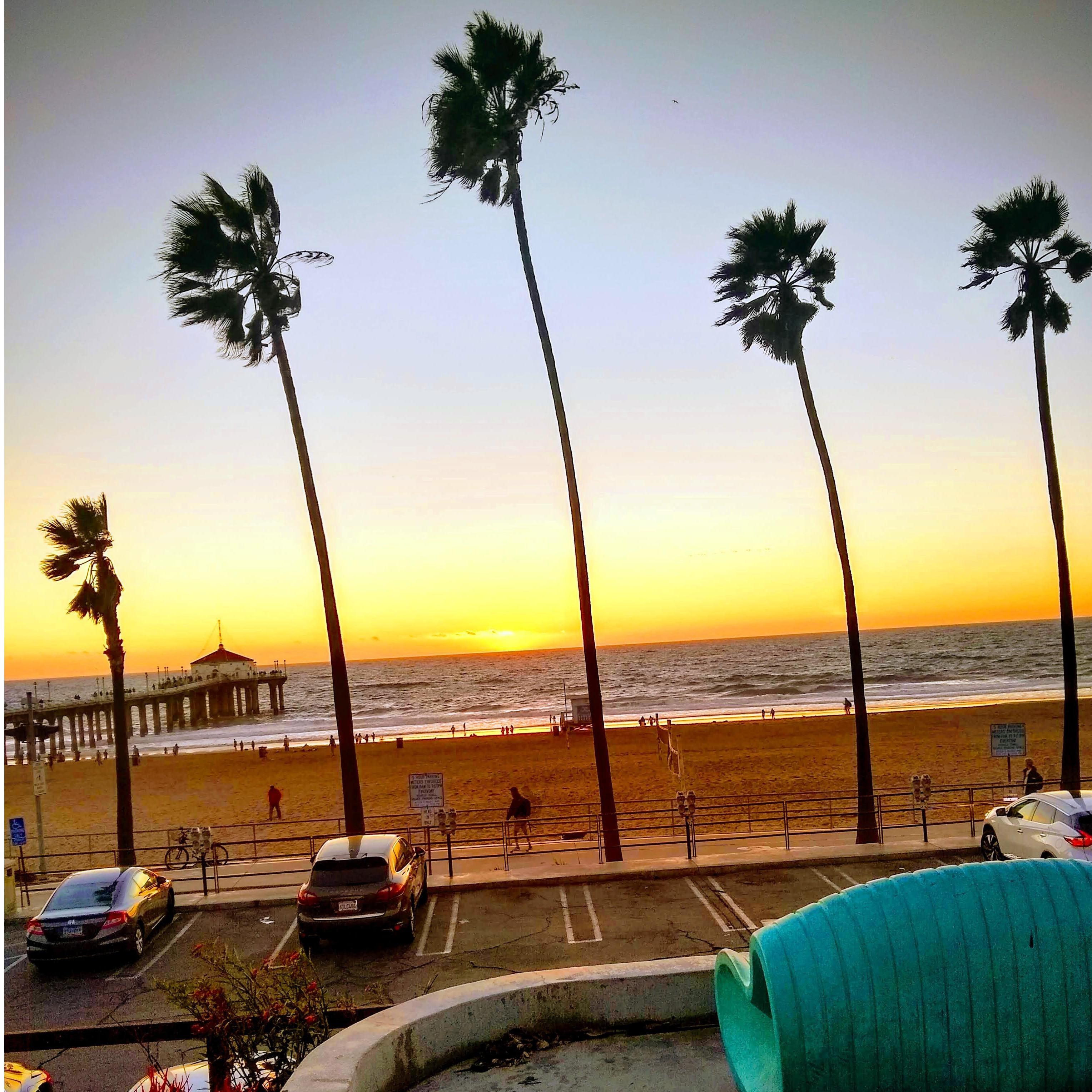 The place where he proposed.....Sunset at Manhattan Beach!