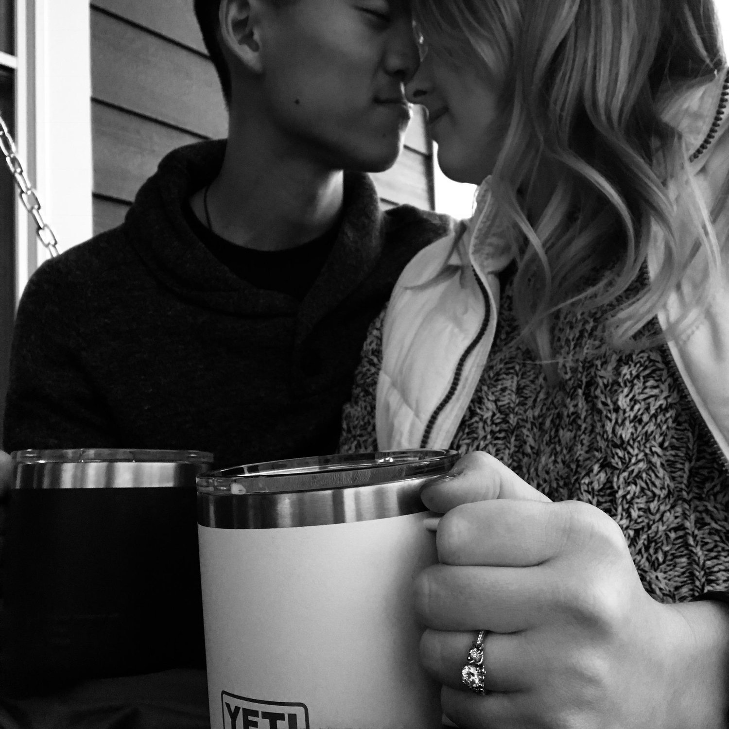 Newly engaged (we also drink lots of coffee)