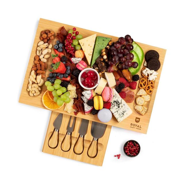 Royal Craft Wood Unique Cheese Board Charcuterie Platter and Serving Tray, Set of 4 Piece