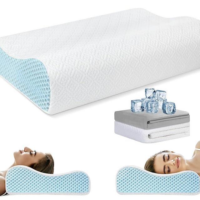 PKBD Queen Size Memory Foam Pillow with 2Pcs Pillowcases,Neck and Shoulder Pain Relief,Ergonomic Orthopedic Cervical Sleeping Pillow Neck Contour Support Bed Pillow for Side,Back and Stomach Sleepers