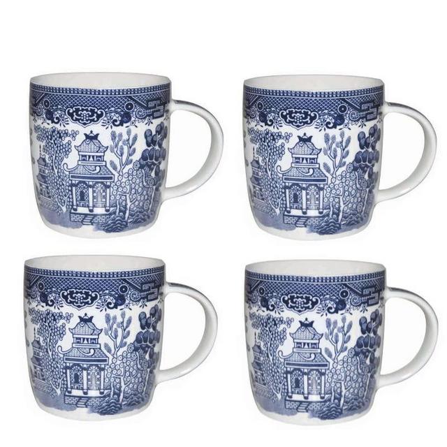 Churchill Blue Willow Mugs 11 oz, Set Of 4