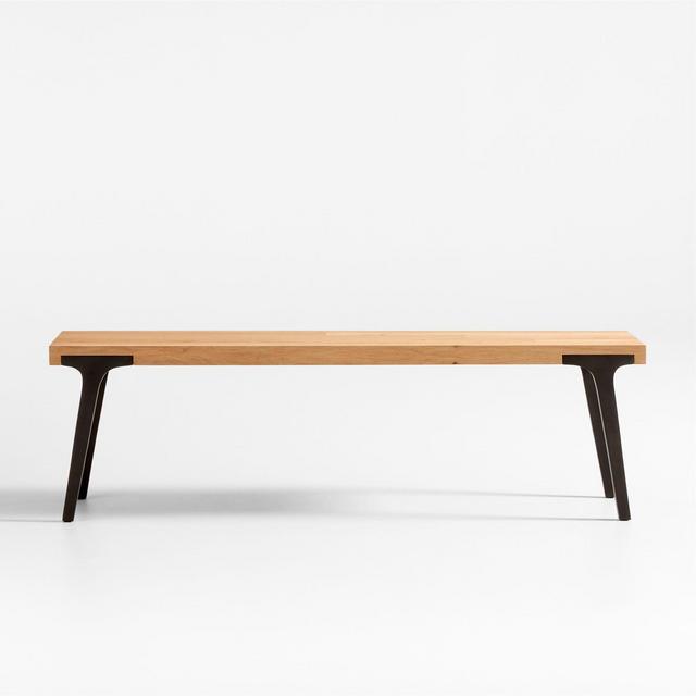 Lakin 59" Almond Oak Wood Bench