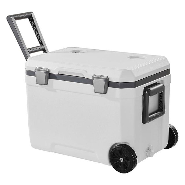 VEVOR Ultra-Light Hard Cooler, Ice Retention Cooler with Heavy Duty Handle, Ice Chest Lunch Box for Camping, Travel, Outdoor, Keeps Cool for up to 6 Days, 30% Lighter Than Rotomolded Coolers