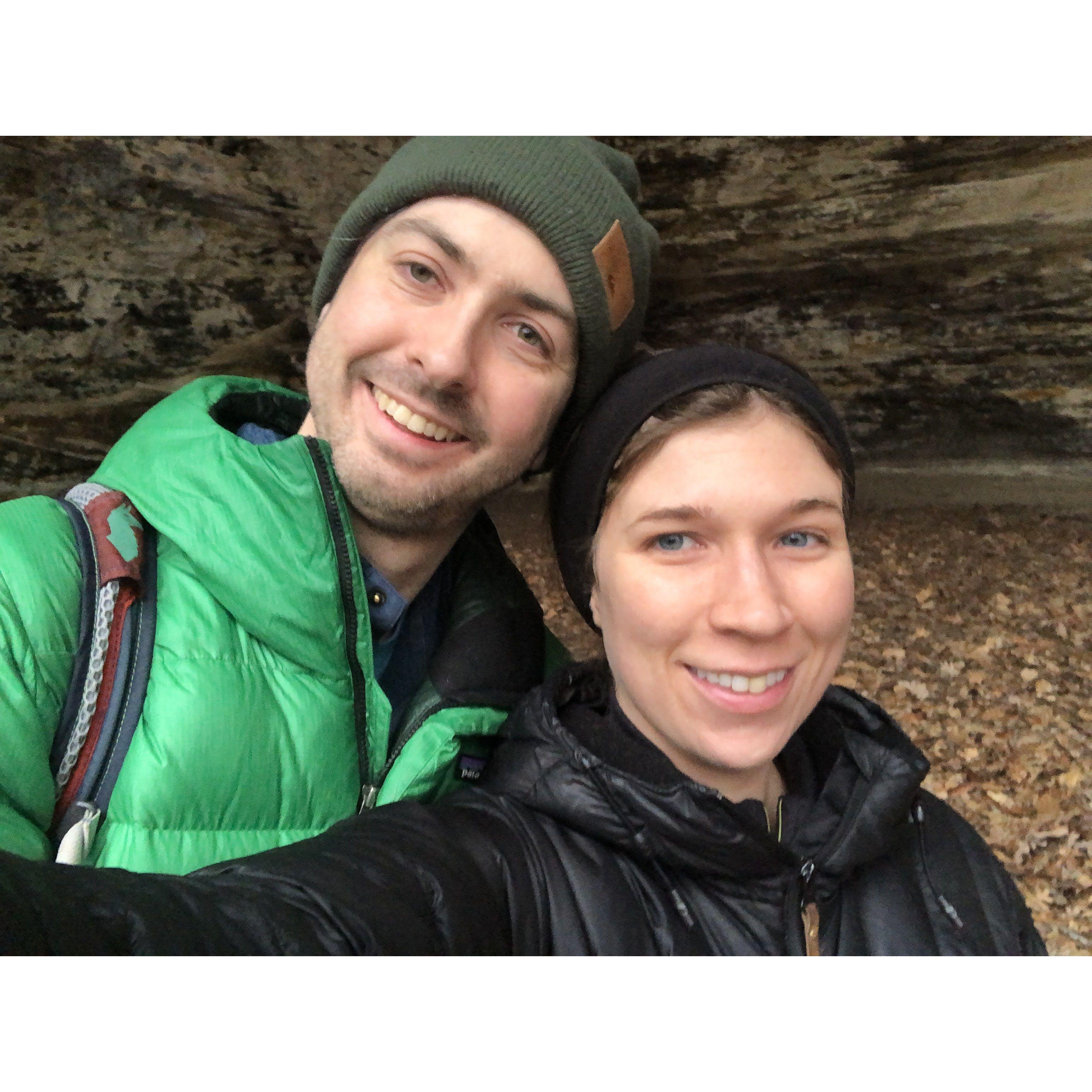 Hiking at Matthiessen State Park in Illinois.