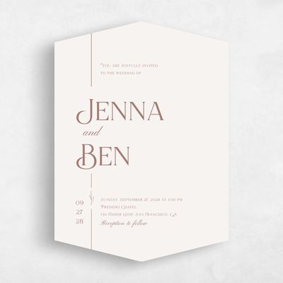Beige Diamond Wedding Invitation - Hartington Portrait