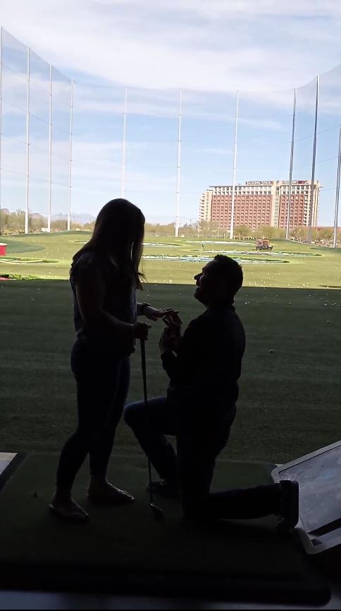 Our engagement at our first date location: Top Golf, Scottsdale, AZ