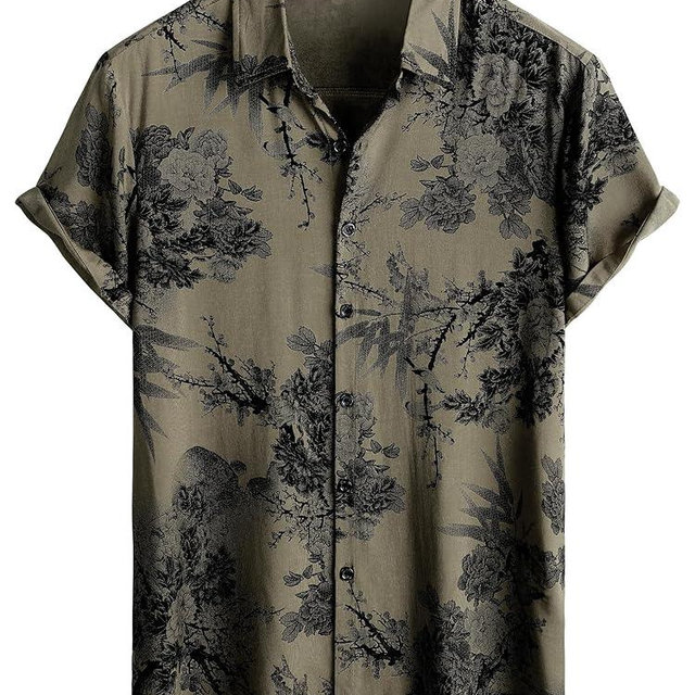 JOTOOK Mens Hawaiian Shirt Short Sleeve Button Down Tropical Shirts Casual Floral Summer Beach Shirt