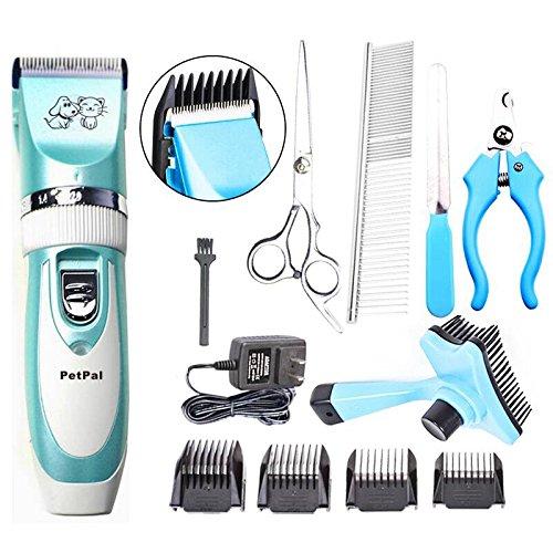 PETPAL Low Noise Rechargeable Cordless Pet Dogs and Cats Electric Clippers Full Grooming Trimming Kit Set with Oil