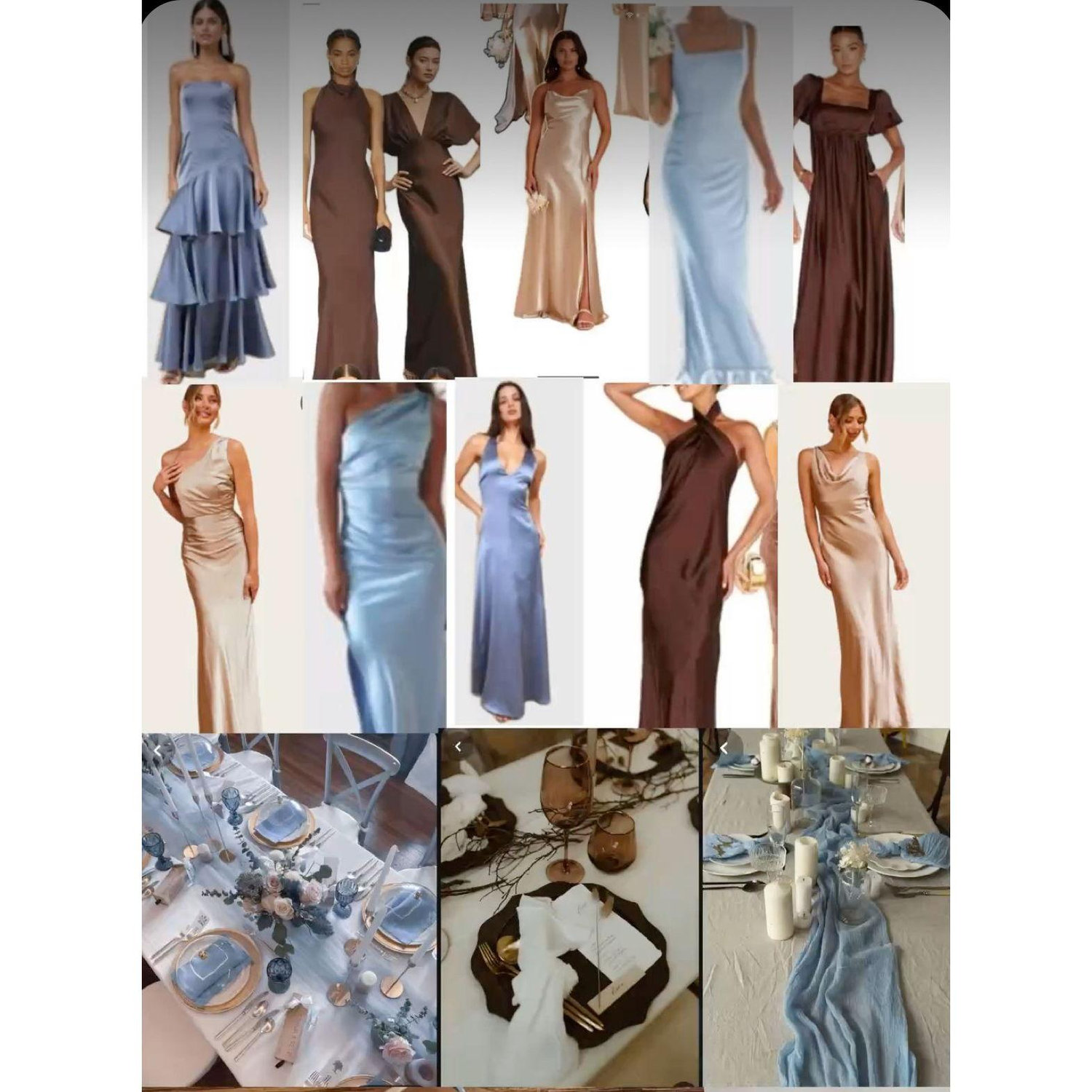 Guidelines for women: long classy dresses, examples shown.

For colors please try to stick to shades from the Color palette, nude brown is also be allowed.