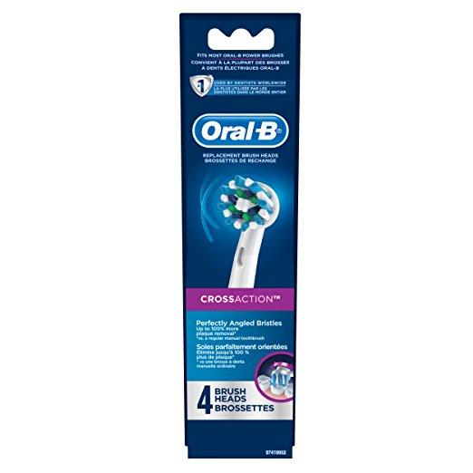 Oral-B Cross Action Electric Toothbrush Replacement Brush Heads Refill, 4 Count