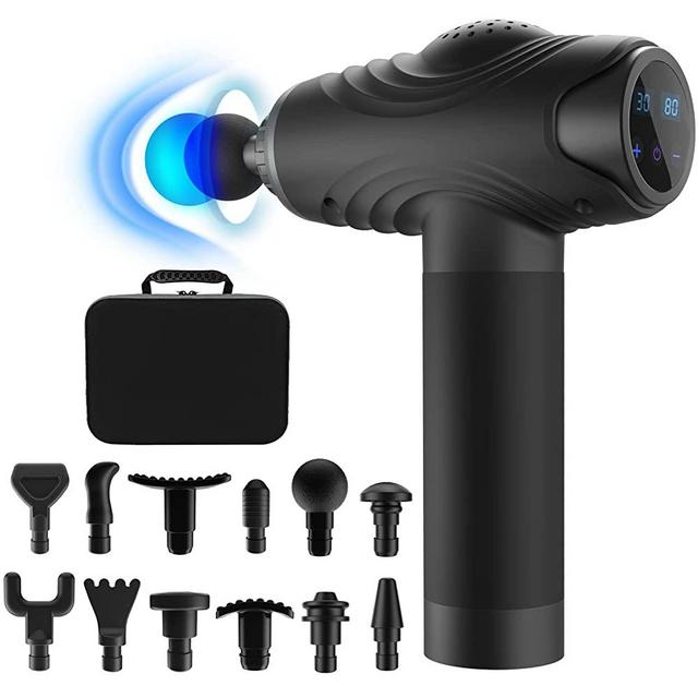 Massage Gun, Deep Tissue Percussion Massager for Pain Relief, Super Quiet Portable Body Relaxation Electric Muscle Massage Gun with 12 Attachment 30 Speed